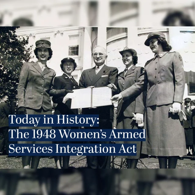 In times of uncertainty, why not open the military to all those willing to serve? On this day in history, 1948, the Women’s Armed Services Integration Act allowed women to serve as permanent, regular members of the Army, Navy, Marine Corps, and Air Force. Congresswoman Margaret Chase Smith proposed the bill, which received support from several high-profile figures, such as Generals Dwight Eisenhower and Omar Bradley. 

The bill faced initial pushback from opponents who wished to limit women to reserve units. However, concerns of war with the Soviet Union and an inability to recruit enough men for an all-volunteer force generated the momentum needed for the bill to pass. President Harry Truman signed the act into law on June 12, 1948. The act created brand new opportunities for American women, and hundreds of women began basic training in the Army alone before the end of the year. 25 years later, the Navy recruited Dianna Pohlman-Bell, an ordained minister in the Presbyterian church, to become the first female chaplain recognized by the U.S. military. Pohlman-Bell was not content to live a quiet life, and she felt a “deep sense” of God’s involvement in her life. So, with her husband’s support, she enrolled at Princeton Seminary in New Jersey. After graduating, the National Presbytery in Washington, D.C. ordained her and confirmed her entrance to the military chaplaincy. Since Pohlman-Bell joined the chaplaincy, hundreds of other women have followed her example, with 155 serving in the Naval Chaplain Corps alone. 

Follow the Chaplains Museum and come visit us to learn more about the trailblazing efforts of chaplains like her.

Help the Chaplains Museum expand our collection and add new exhibits. Look for the "Donate" section at the link in our bio. 

#chaplains #militarychaplain #chaplainsmuseum #femalechaplain