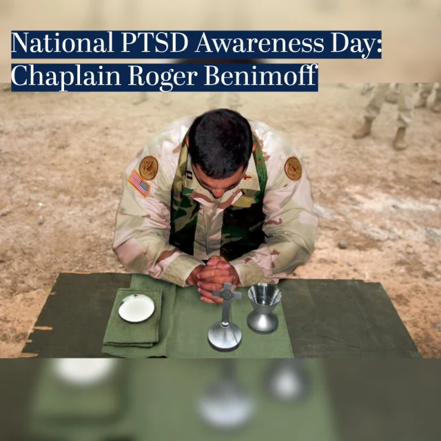Where do you go when the war comes home with you? For Chaplain Roger Benimoff, refuge from the war inside his mind could only be found through faith and trust in God.

Post Traumatic Stress Disorder, or PTSD, is a mental condition resulting from an individual experiencing extremely stressful or terrifying events. Symptoms can include flashbacks, anxiety, nightmares, and negative thoughts. Nearly 30% of American service members suffer from PTSD from the things they saw, experienced, or did during their service. When they return home from the field, PTSD makes it extremely difficult for them to leave those experiences behind them and transition into civilian life.

While chaplains do not actively fight like other service members, that does not mean that they are safe from the effects of PTSD. Many, like Chaplain Benimoff, develop secondary PTSD through the countless counseling sessions they conduct with service members suffering from PTSD. They may not have been there, but helping these people cope with the trauma leaves its mark on chaplains anyway. After serving two tours of duty in Iraq, Chaplain Benimoff came to work as a hospital chaplain at Walter Reed National Medical Center. He recalls, “What I needed, I realized, was a mission, more immersion in heart-pounding work, something to keep my mind totally focused. I could handle PTSD. I was handling PTSD, wasn’t I?” 

Although he worked hard to help his fellow service members cope with their own PTSD, he could not find the way out on his own. It was only through a renewal of his faith and admitting to God that he needed help that Chaplain Benimoff was able to start the healing process. In his memoir, Faith Under Fire, he recalls, “Running away from God doesn’t work. I had tried.”

Today, on National PTSD Awareness Day, we thank our military chaplains for their perseverance in aiding those who are suffering, and we remember that they need someone to care for them as well. 

Help the Chaplains Museum expand our collection and add new exhibits. Look for the "Donate" section at the link in our bio.

#chaplains #militarychaplain #chaplainsmuseum #ptsdawareness