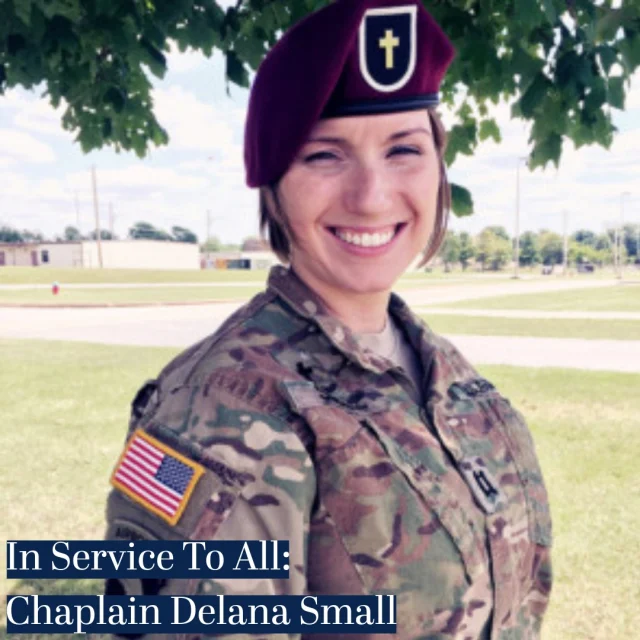 Chaplain Delana Small is an outstanding example of what it means to be a Chaplain. Throughout her career, she has consistently demonstrated bravery, courage, and selfless care for others. In 2012, she became the first female U.S. Army Chaplain assigned to a combat arms unit and served with the 101st Airborne Division, the "Screaming Eagles." Through her servant leadership and dedication to soldiers' spiritual and emotional well-being, she has left a lasting impact on those she served. 

Delana Small’s historic assignment was only the beginning of her military service. In 2013, she was deployed to Afghanistan with an artillery unit. Instead of remaining on the main bases, where she would have been safe, she traveled by helicopter to remote outposts and continued to serve her comrades by providing counseling, performing baptisms, and conducting services on the frontlines. When she was asked about her assignment, Small explained that “It doesn’t matter if I am a male or a female, I will be out on the gunline counseling and providing soldiers with religious support.” Delana Small demonstrates her dedication to her duties as a chaplain, and her willingness to go above and beyond for those under her care. 

Her position as a Chaplain was groundbreaking, and she paved the way for many female military chaplains. However, Chaplain Small has expressed that she did not originally pursue military service with the intention of making history. She explained that “I was called by God to be a chaplain since I was 15.”. She claims that she felt called to “serve those who serve,” and she uses her position as a platform to encourage and counsel her comrades. Despite her impressive achievements, Small has remained humble about her accomplishments. Explaining that ministry should be done for God’s glory rather than “to make a name for ourselves.” Her career reflects that belief. Delana Small has made history by breaking a barrier for women in the Army; however, her first focus has been serving the soldiers and people around her rather than herself.  

#ChaplainsMuseum #MilitaryChaplains #LibertyUniversity #InServiceToAll