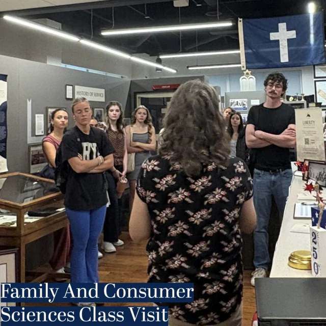 Last month, the Chaplains Museum welcomed a group of 25+ students from FACS 225: Intro to the Fashion Industry. As part of their tour of the Jerry Falwell Library, Prof. Cashman brought her class to learn more about how students from across disciplines have contributed to the Museum.

Tours like this are a great way for all students, regardless of major, to explore the Chaplains Museum. We currently have opportunities for students in History, English, Communications, Digital Media, Graphic Design, Music, and much more.

Visit the Chaplains Museum to learn more about how students gain professional experience as they help us tell stories about U.S. military chaplains.

#ChaplainsMuseum #LibertyUniversity #MilitaryChaplains