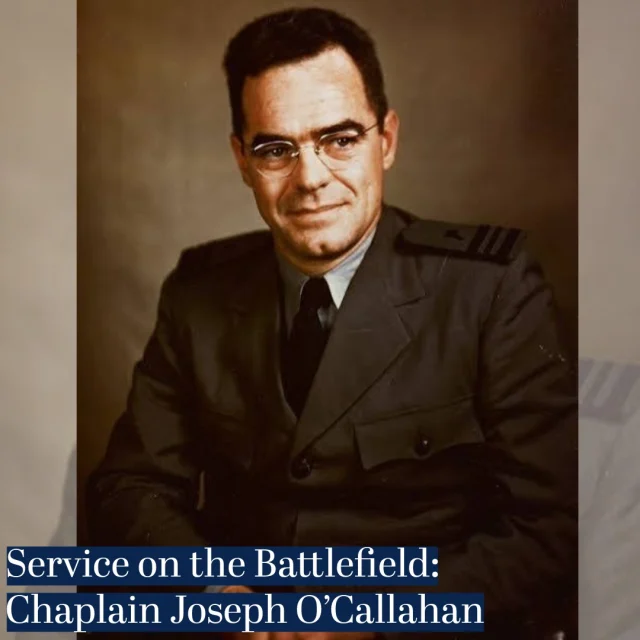 Chaplain Joseph Timothy O'Callahan exemplified the courage and self-sacrifice that have long characterized military chaplains. Throughout his service in the U.S. Navy Reserve Chaplain Corps, he faithfully ministered to the men under his care, but he is best remembered for his actions aboard the USS Franklin. 

On March 19, 1945, the Franklin was operating near the coast of Honshu, Japan, launching air strikes against the Japanese mainland with approximately 3,400 crewmembers aboard. A Japanese aircraft broke through defenses and dropped bombs that penetrated the flight deck, triggering catastrophic explosions and fires throughout the ship. Hundreds were killed or wounded, and the intense heat threatened to detonate the ship's remaining ordnance. 

Despite his own injury, Chaplain O'Callahan rushed into action. He moved through smoke and flames to pray with and comfort the wounded, organized rescue efforts for trapped sailors, and helped direct firefighting and damage-control operations. At one point, he reportedly stood over an armed bomb to help protect it from sparks and fire that could have caused another devastating explosion. 

Against all odds, O'Callahan survived, and his actions helped save countless lives. For his heroism aboard the Franklin, he became the first Navy chaplain to receive the Medal of Honor. When President Harry S. Truman presented him with the award, O'Callahan reportedly insisted that he had merely done his duty and that the honor belonged equally to the men who never returned home. 

Even in the face of death, Chaplain Joseph O'Callahan demonstrated extraordinary courage, compassion, and devotion to those he served. 

Visit the Chaplains Museum to learn more about Chaplain O’Callahan and other brave, dedicated chaplains.

#ChaplainsMuseum #NavyChaplains #MilitaryChaplains #LibertyUniversity